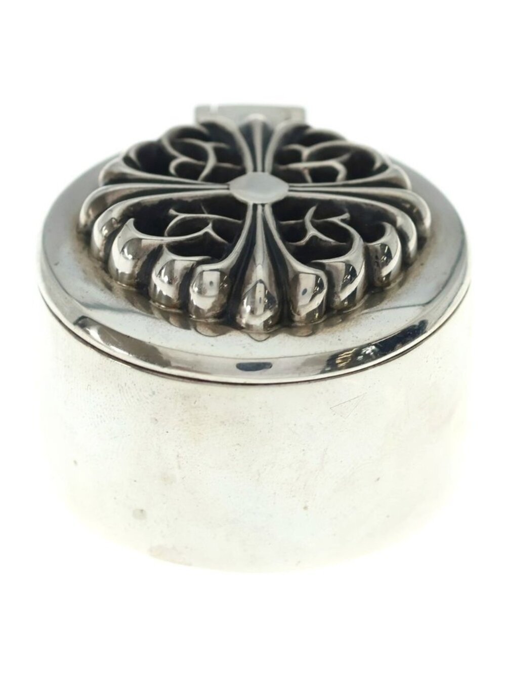 Chrome Hearts Candle Case Oval Cross Motif Silver